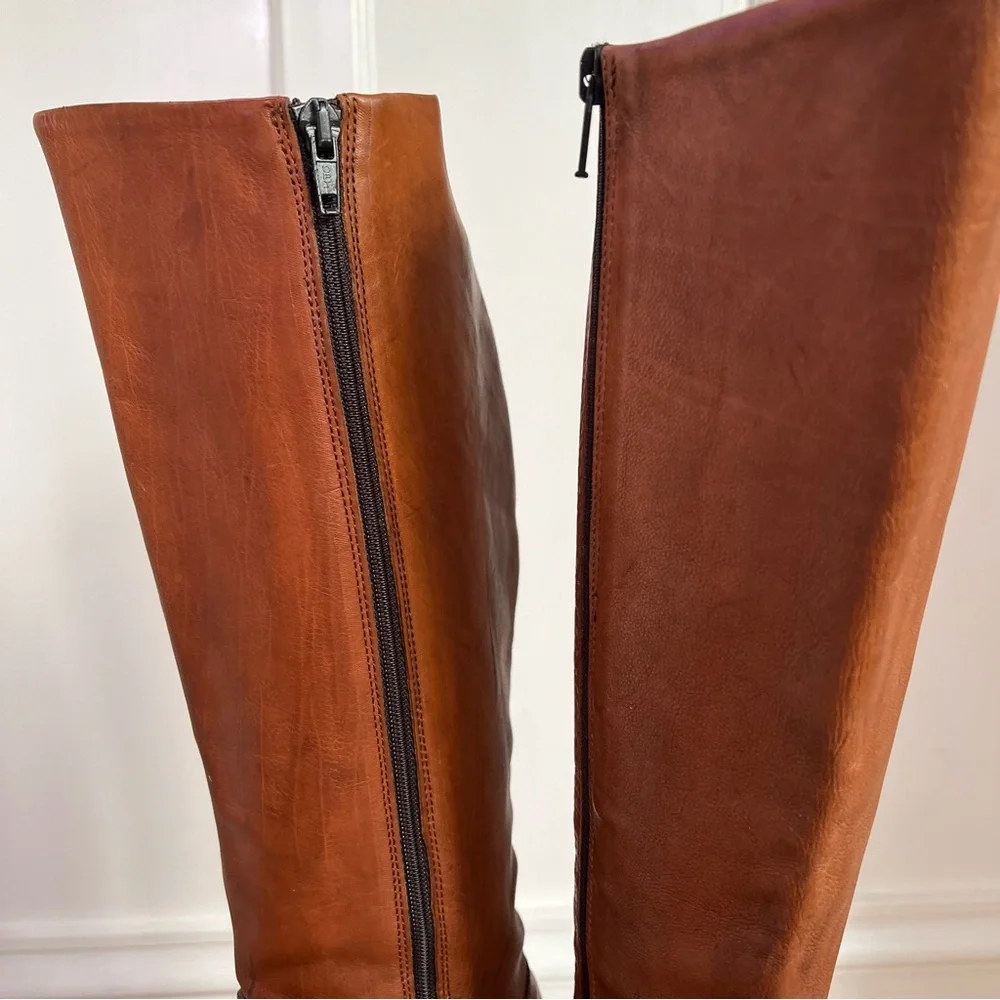 REAL ITALIAN LEATHER Boho 70’s Inspired Knee High Boot VERO CUOIO - Picture 7 of 9